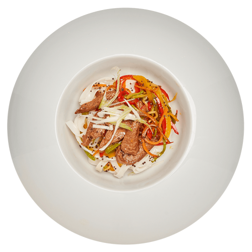 Μοσχαράκι λεμονάτο με noodles