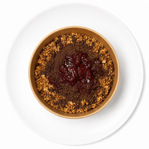 Oatmeal με cacao, κανέλα & μαρμελάδα berries